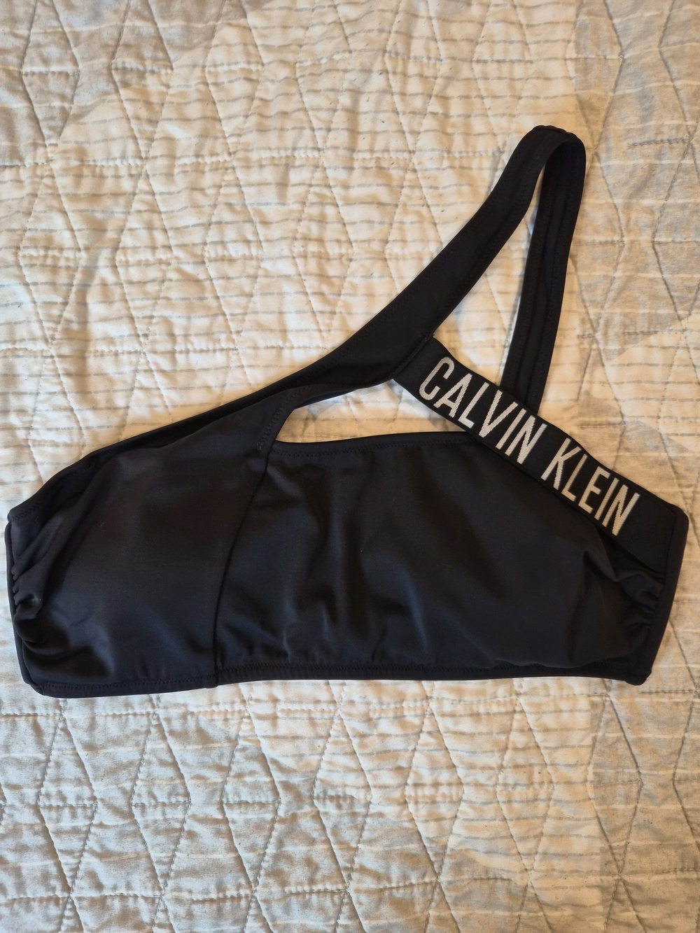 Calvin Klein Black Asymmetric One-Shoulder Swim Top - Picture 5 of 7